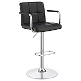 Coaster Home Furnishings - Palomar - Faux Leather - Adjustable Bar Stool with Armrest and Backrest, Tufted Design, Chrome Base and Footrest - Home Bar, Kitchen - Black & Chrome - 121095