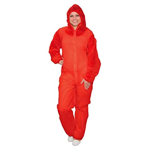 BICAP 10 x Einweg Overall | Maleroverall Schutzanzug für leichte Malerarbeiten, Lackierarbeiten, Reinigungsarbeiten | Maleranzug Schutzkleidung Lackieranzug Einweganzug Overall mit Kapuze (Rot, L) Cover