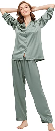 LilySilk Damen 100% Reiner Seide Pyjama-Set Frauen Luxus Langarm-...