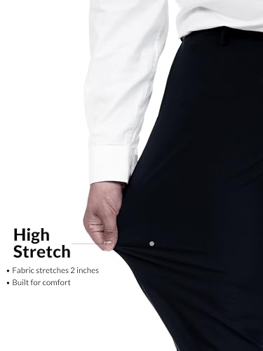 The Pant Project Stretchable Formal Pants for Plus Size Men | Stylish Slim Fit Luxury PV Lycra Men's Wear Trousers for Office or Party | Mens Fashion Dress Trouser Pant