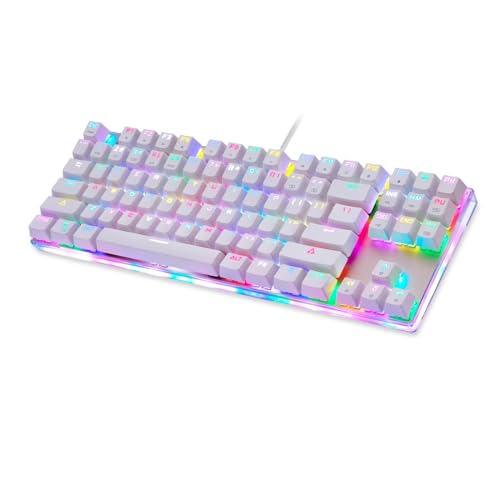 Clavier gaming Motospeed K87S RGB blanc idéal pour le streaming et bureau nocturne