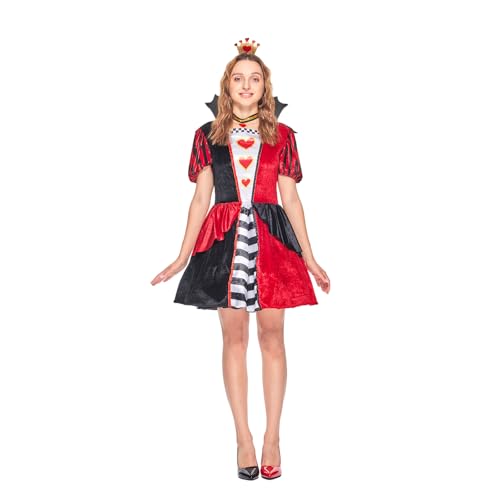 Robe de reine rouge pour femme adulte costume de fête à thème