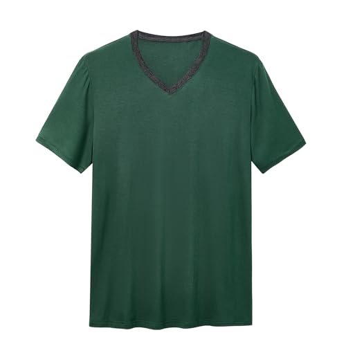 American Trends Mens Pajamas Set Sleepwear Short Sleeve Pajama Set V Neck Pjs for Men with Pocket3