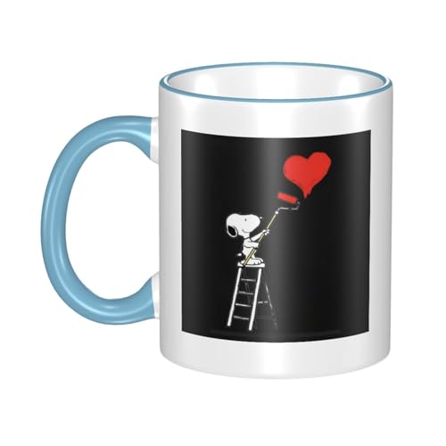 スヌーピー マグカップ 保温・保冷 電子レンジ対応 コーヒーカップ 陶器 セラミック 耐高温 軽量 個性人気 誕生日プレゼント大容量 Sky Blue