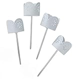 RiloStore 4tlg Set Windlicht mit Stecker Weiss Metall BB4847 Metall Windlichtstecker Kerzenstecker Adventskranz Stecker Teelichthalter Kerzenhalter Teelichthalter für Kränze zum Stecken Kerzenpick