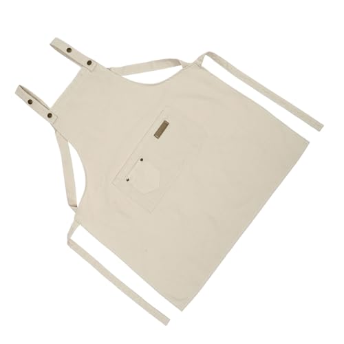 DECORNIJIA Delantal de Algodón Resistente Manchas para Cocina y Restaurante Diseño Práctico y Ligero para Camareras y Uso Doméstico Color Beige