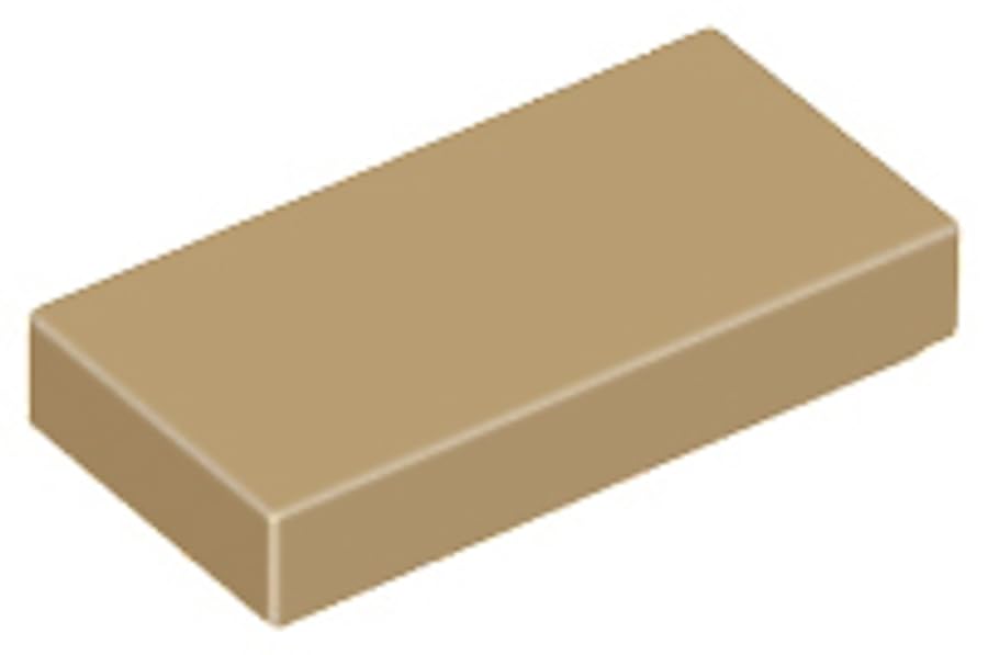 LEGO Tile 1x2, Part 3069, Building Block Component (Dark Tan, 10, Bricks), Multicoloured, Standard