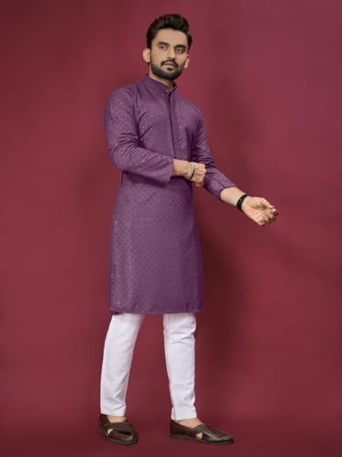 Men's Lucknowi Kurta with lucknowi and Embroidery work for Festival & Events Ethnic Wear (V3)4