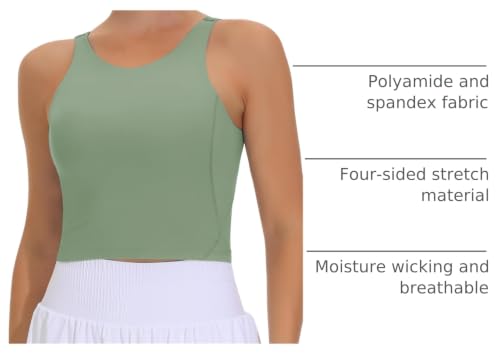 Image of THE GYM PEOPLE Women Sports Bra Sleeveless Padded Running Workout Tank Tops