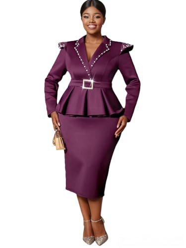 AOMEI Elegant Women's Peplum Bodycon Dress Luxury Pearl Lapel V