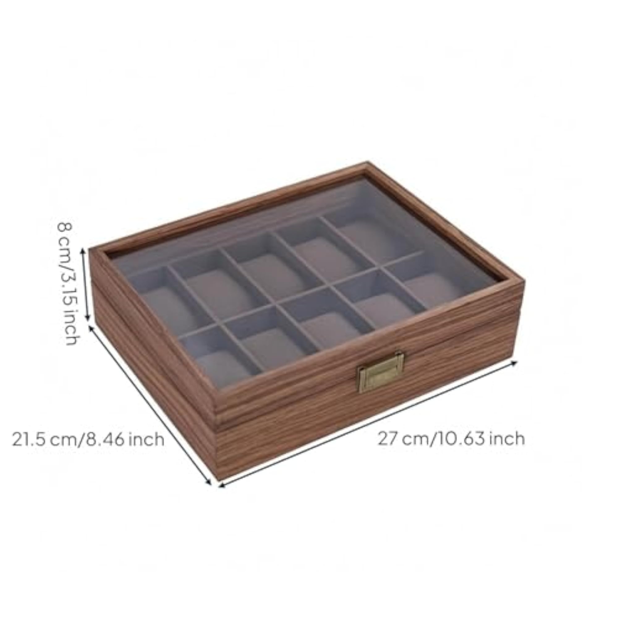Compartmented Wooden Watch Box in Walnut Tone