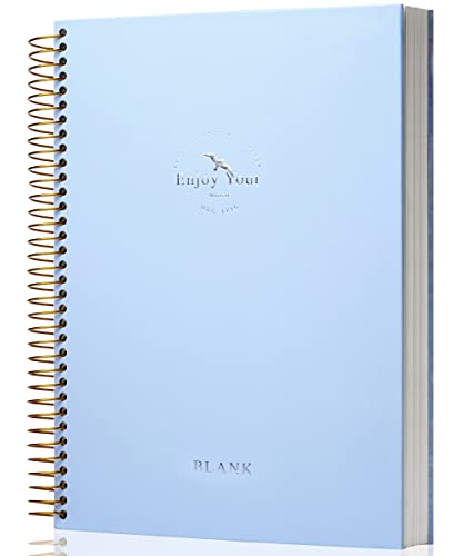Grand carnet à spirales bleu à couverture rigide premium de 120 feuilles blanches