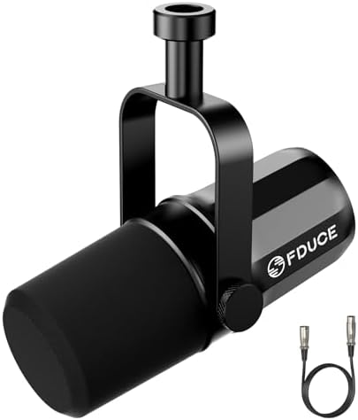 FDUCE SL40X XLR Dynamic Microphone for Vocal Recording, Podcasting, Gaming, Live Streaming&Broadcasting, All Metal Cardioid Mic, Voice-Isolating Technology -Black