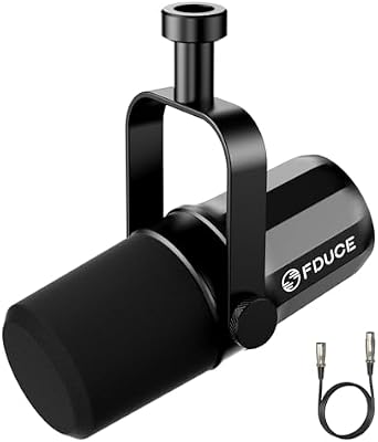 FDUCE SL40X XLR Micrófono dinámico para grabación Vocal, podcasting, Juegos, transmisión en Vivo y transmisión, micrófono cardioide Completamente metálico, tecnología de Aislamiento de Voz - Negro