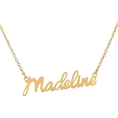 Madeline name necklace, Sterling silver Allura font Pendant Jewelry Personalized Gift for Women Girl, Madeline script font name necklace, sterling silver with 18k gold plated Cover
