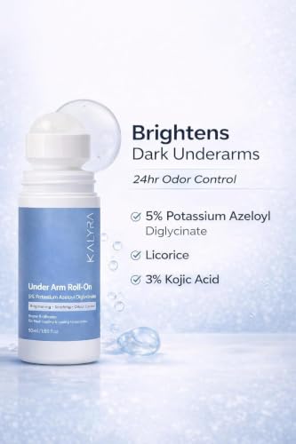 Image of KALYRA Underarm Brightening Roll-On Deodorant - 5% PAD (Potassium Azeloyl Diglycinate) - Controls Body Odour | Smooth & Even-Toned Underarms - For Men & Women(50 Ml) (Pack of 1)