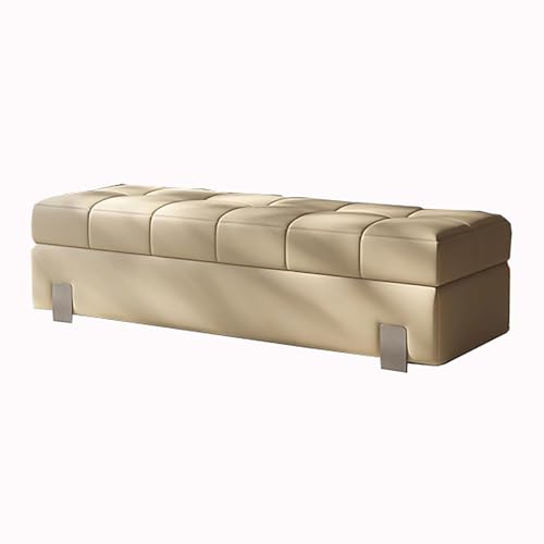 Banco de almacenamiento blanco moderno para dormitorio, banco de entrada tapizado con almacenamiento, ideal para sala de estar, dormitorio u oficina, 120 cm