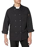 Chef Designs® Black Chef Coat Ten Pearl Buttons, 2X-Large