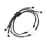 Toyvian Pulseras Tejidas de Cuerda Negra Ajustables, 2 Piezas de Acero Inoxidable Decoración Práctica y Acabado Fino para Uso Diario y Fiestas
