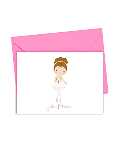 Personalized Ballerina Stationery for Girls, Ballet Note Cards Set, Dancer Ballerina Cards for Her, Note Cards for Her, Kids Thank You Cards, Stationary for Penpals