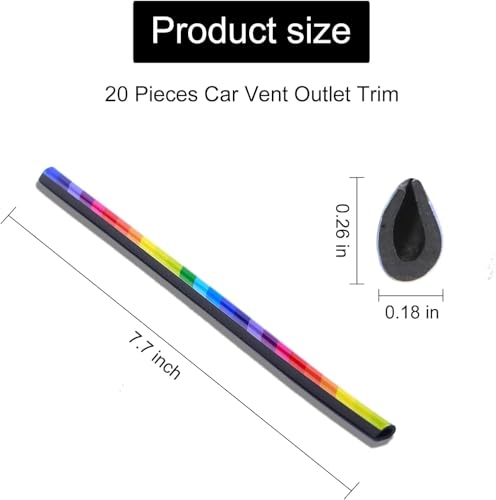 Image of Car Auto Air Conditioner Vent Outlet Trim Strip, DIY Decoration Chrome PVC Car Interior Moulding Trim Strip Line for All Straight Air Vent Outlet(10 Pieces Rainbow)