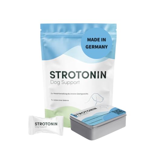 Strotonin Dog Support – Ergänzungsfuttermittel für Hunde, In Stresssituationen wie Autofahrt, Reisen & Alltag, Alternative zu Beruhigungsmittel für Hunde, Baldrian, CBD Öl -Made in Germany - 10 STK