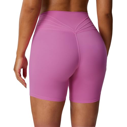 Image of Aoxjox Trinity Workout Biker Shorts for Women Tummy Control High Waisted Exercise Athletic Gym Running Yoga Shorts 6 inch