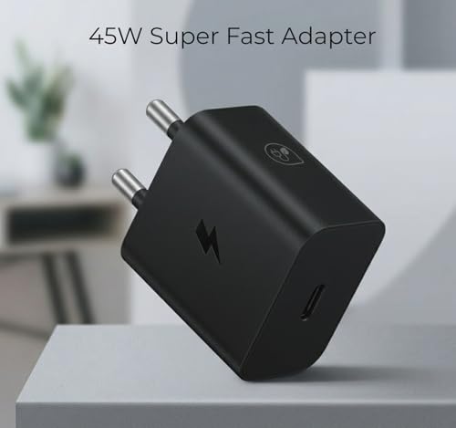 45W Adapter for Samsung S25 Ultra S25 Plus S24 with USB C High Speed Charging Smart Power Management - Black - Image 3
