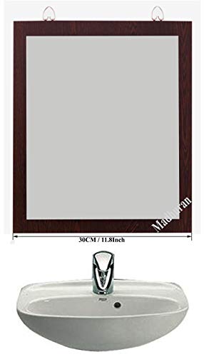Image of Madhuran Sun Art Frameless Wall Hanging Small Size Mirror (30X35 CM,Wenge) Bathroom Bedroom Living Room wash Basin Girls Makeup face Home Decorative Items