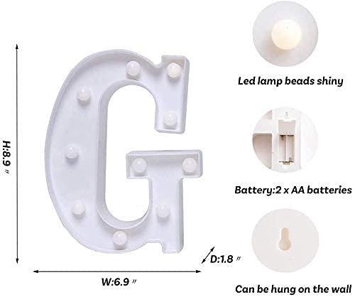 Image of Marquee G Alphabet Shaped LED Light Lamp | Decorative Wall Hanging for Birthday, Party, Wedding, Festive & Home Decor | Battery Operated Night Light (G)