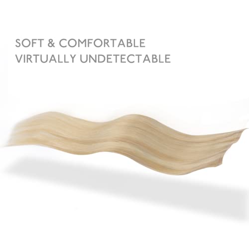 Image of WENNALIFE Invisi Edge Clip in Hair Extensions Human Hair 7pcs Ultra Invisible 50% Thinner Seamless Clip Ins Light Blonde Highlighted Golden Blonde Natural Remy Hair 18 inch