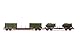 Rivarossi HR6612 FS, 2er Pack 4-achsige Flachwagen RGS + Rgmms, beladen mit Zwei 20‘ Containern + Zwei Militärfahrzeugen M113, Ep. IV-V, Waggonfahrzeuge, grün