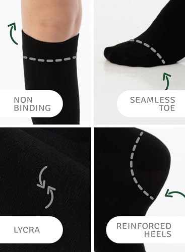 Women's Cotton Knee High Socks, Long Tube Dress Socks | Soft, Lightweight & Stretchy | Shoe Size: 5-8/8-11, 3 Pairs2