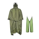 Poncho de nailon 20D impermeable portátil con patas de pantalón de fácil extracción (verde)