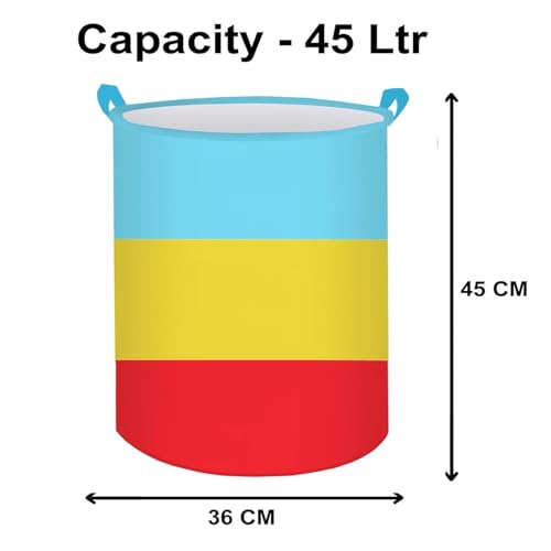 Image of 45L Foldable Laundry Basket for Clothes Storage with Handles, Non-Woven Laundry Hamper for Bedroom Bathroom & Kids Room, Multicolor