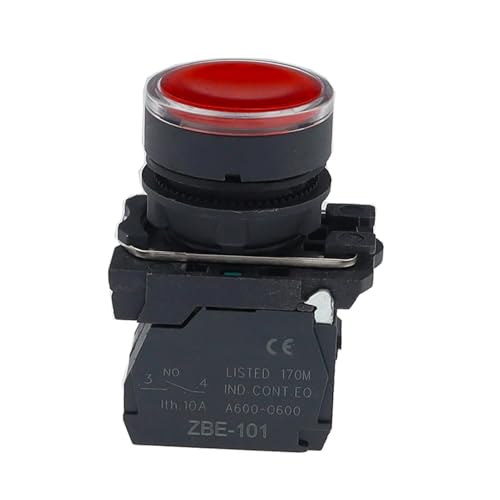 Interruptor de botón momentáneo de 22mm NB5 XB2 XB512V rojo 12V con muelle de retorno 1NC