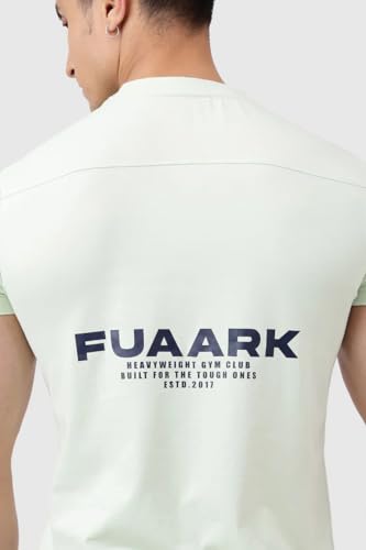 Image of FUAARK Men's Polyester-Cotton Blend Slim Fit Gym Workout & Sports T-Shirt