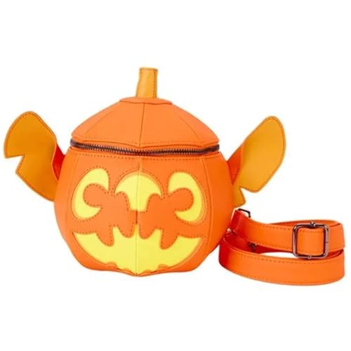Loungefly Disney Stitch Pumpkin Head Figural Glow Crossbody Bag
