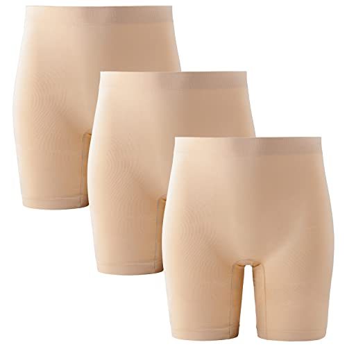 INNERSY Pantaloncini Sottogonna Donna Beige Anti Sfregamento Slipshorts Intimo Microfibra Pacco da 3...