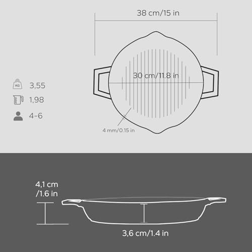 Lava ECO Enameled Cast Iron 12 in. Round Grill Pan, Slate Black