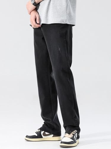 Jeans Pants Trouser Denim Handsome Spring and Summer Men's Black Elastic Loose Straight Casual Versatile Long4