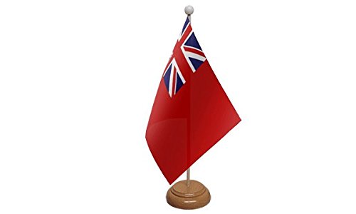 9" x 6" Red Ensign Merchant Navy Naval Large Desktop Table Flag With Wooden Base & Pole Ideal For Party Conferences Office Display