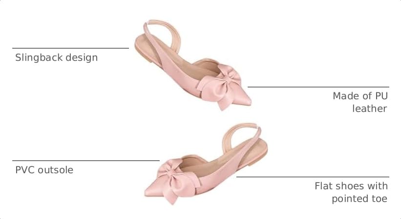 Image of Verdusa Women's Bow Pointed Toe Flat Shoes Slingback Flats Dress Shoes