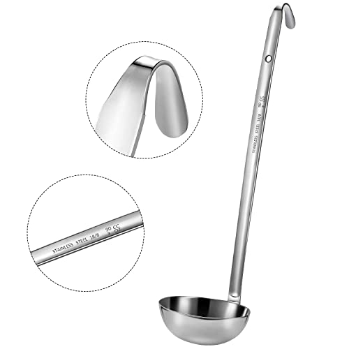 Meekoo 3 Pieces Stainless Steel Ladle Soup Handle Ladle With Pouring Rim For Kitchen Cooking Soup Sauce (3 Oz) #TOP4