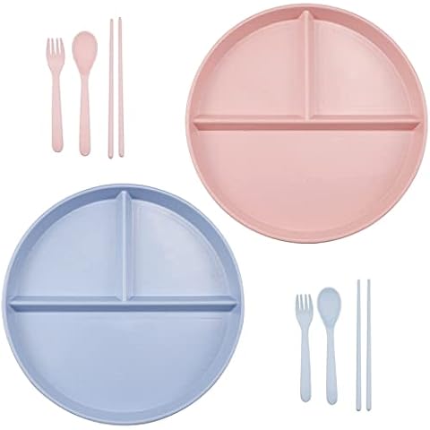 milaosk 2 Pcs Platos Infantiles con Subdivisiones Cover
