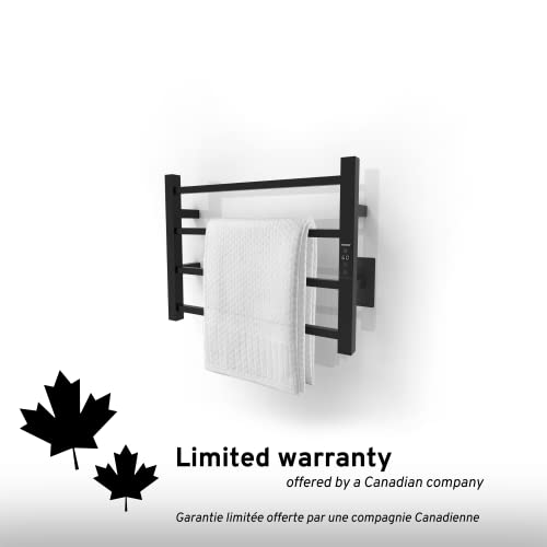 Odass | Towel Warmer | Built-in Timer with Led Indicators | Timer Modes: 1 H to 8 H, ON/Off | Temperature 30 °C to 60 °C | Wall Mounted | 4 Square Bars | Matt Black by Odass - Image 9