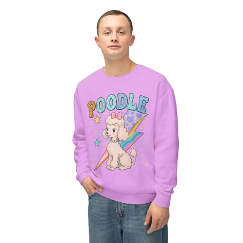 Retro Poodle Pastel Lightning Sweatshirt – Unisex Lightweight Comfort Colors Crewneck with Vintage Dog Graphic Aesthetic3