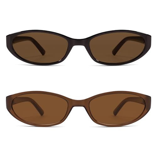 Image of Retro Oval Sunglasses Womens Mens Y2k Trendy Cateye Shades AR82299 | Narrow Round Cute Sunnies,90s 2000s Cool Skinny Frame