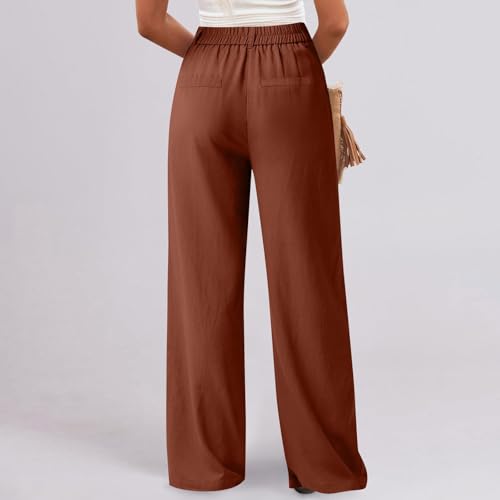 Straight Leg Pants for Women Lightweigjht Cotton Linen Pant Casual High Waisted Pants Business Office Work Trouses3