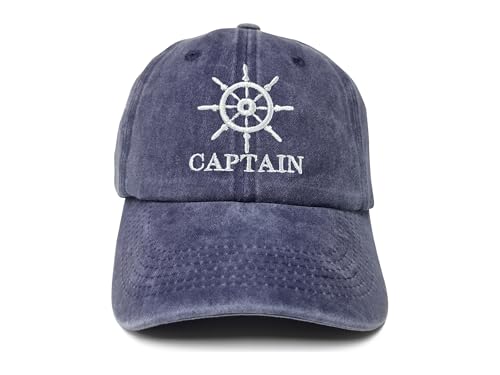 ZKFE Captain Hat for Men Women Gifts for Boat Owners Navy Blue Embroidered Boating Baseball Cap Marine Sailor Adjustable Hat